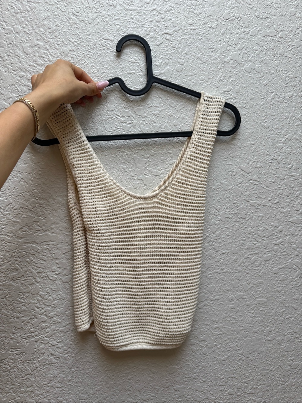 House of Harlow 1960 Cream Textured Knit Tank